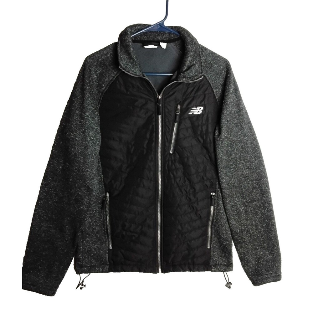 New Balance Small Black Coat Mens Midweight fleece lined Zipper Pockets  Outdoor